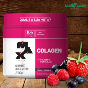 COLAGEN EM PÓ FRUTAS VERMELHAS 240G - MAX TITANIUM - Mundo Sadio I Vida  Saudável